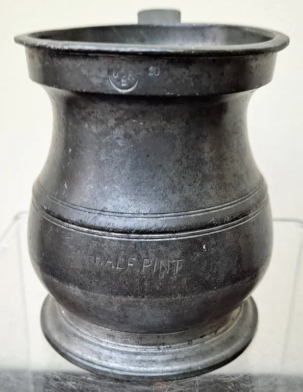 Victorian Pewter Half Pint Baluster Measure ~ Gaskell & Chambers