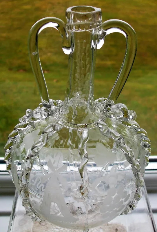 Antique German Engraved Wine Decanter