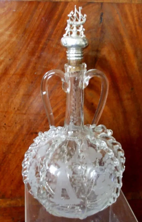 Antique German Engraved Wine Decanter