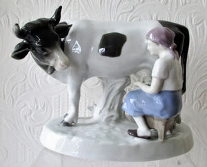 Vintage Gräfenthal Porcelain "Milkmaid and Cow" Figurine