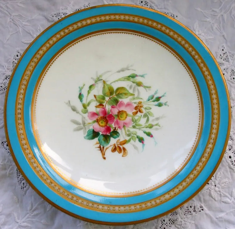 Antique Victorian Porcelain Botanical Dessert Service ~ Grainger, Worcester