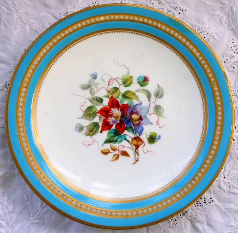 Antique Victorian Porcelain Botanical Dessert Service ~ Grainger, Worcester