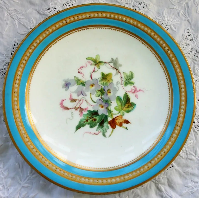 Antique Victorian Porcelain Botanical Dessert Service ~ Grainger, Worcester