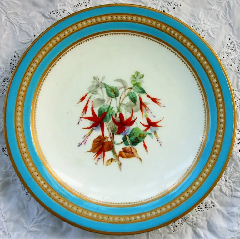 Antique Victorian Porcelain Botanical Dessert Service ~ Grainger, Worcester