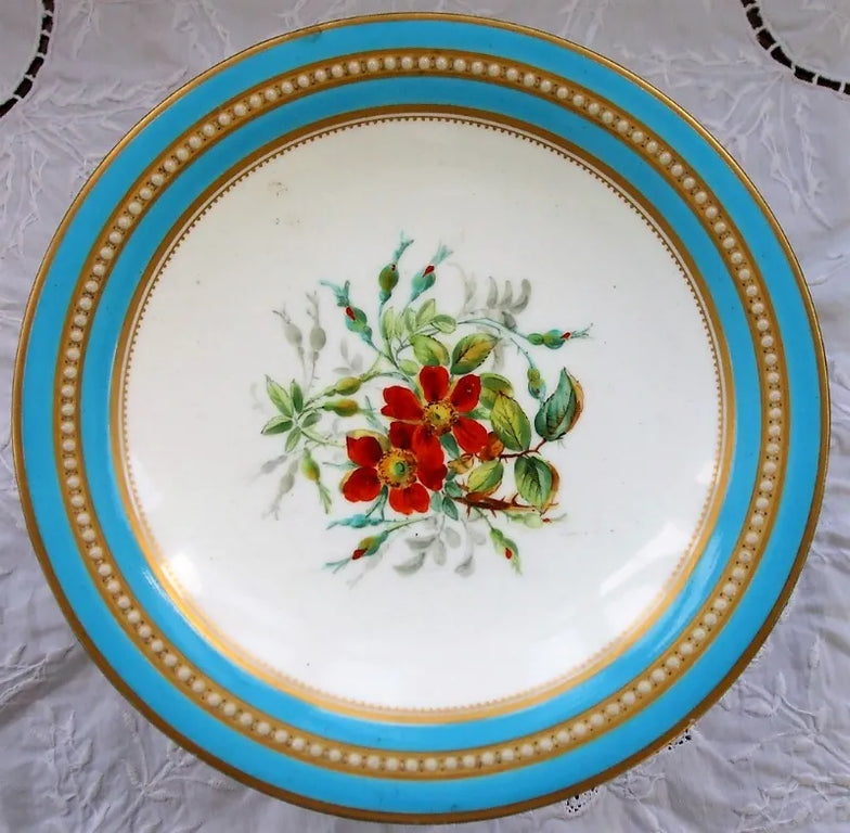 Antique Victorian Porcelain Botanical Dessert Service ~ Grainger, Worcester