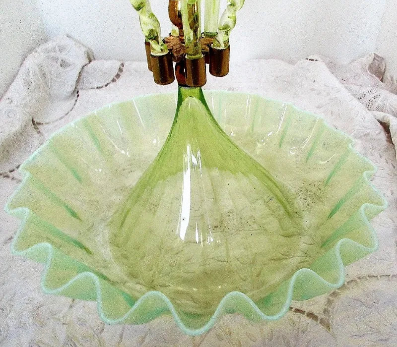 English Green Glass Epergne ~ Horncastle Glass Studio