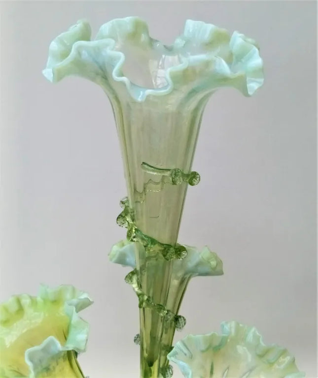 English Green Glass Epergne ~ Horncastle Glass Studio