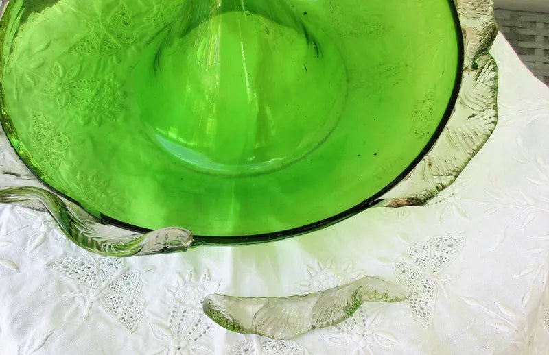 Antique English Victorian Green Glass Epergne