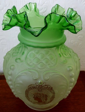 Antique English Victorian Green Glass Lampshade