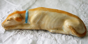 Antique Victorian Staffordshire Figure ~ "Greyhound / Whippet Lying"