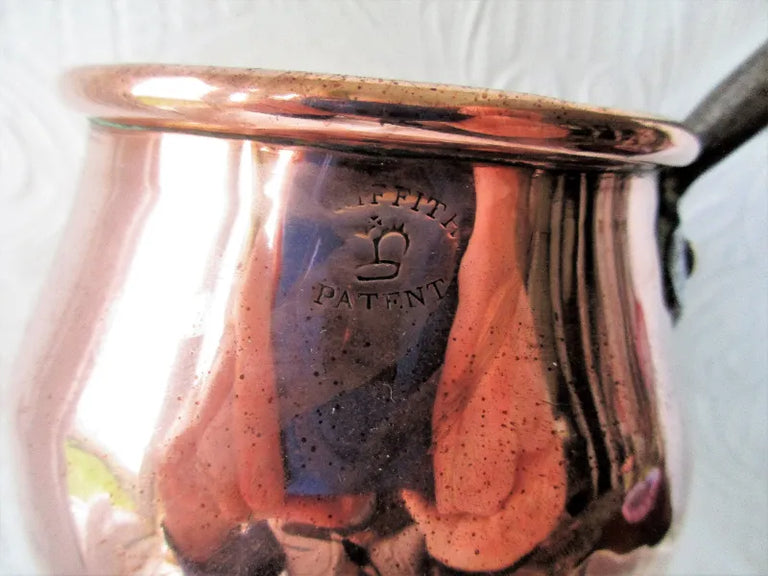 Antique English Victorian Copper Pint Saucepan ~ Griffiths Patent