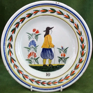 Antique "HB" Quimper French Faience Plate
