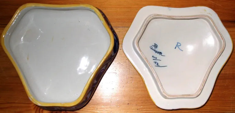 Vintage HB Quimper French Faience Bonboniere & Cover