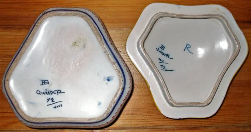 Vintage HB Quimper French Faience Bonboniere & Cover
