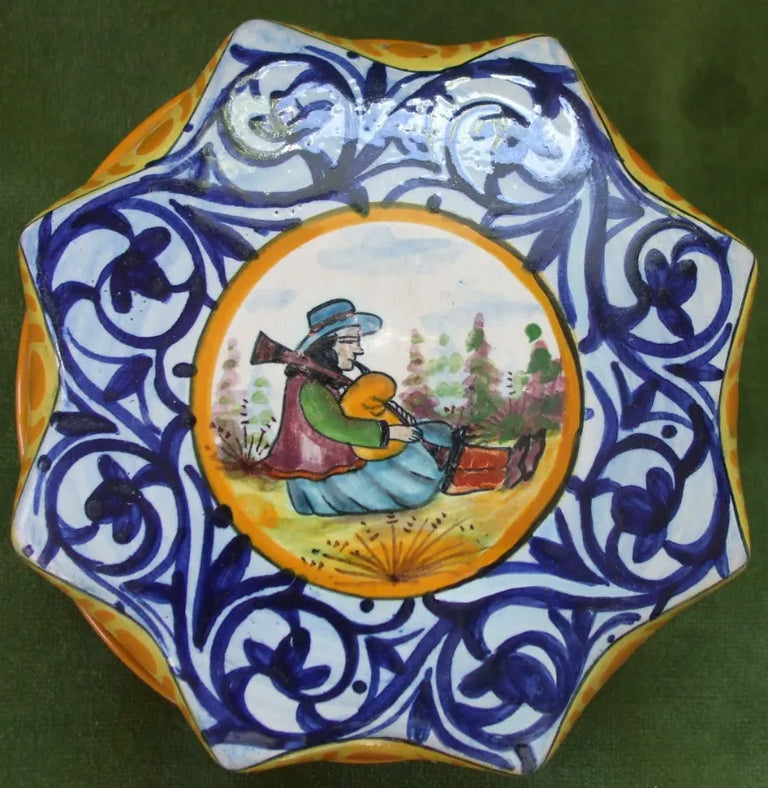 Vintage HB Quimper French Faience Bonboniere & Cover