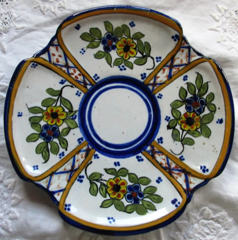 Antique HB Quimper French Faience Coffee Cup & Saucer