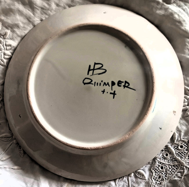 Pair of Vintage HB Quimper French Faience Side Plates