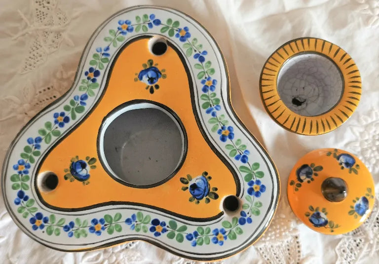 Vintage French Faience Encrier / Inkwell