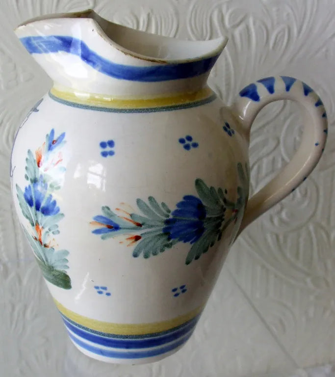 Antique HR Quimper French Faience Jug