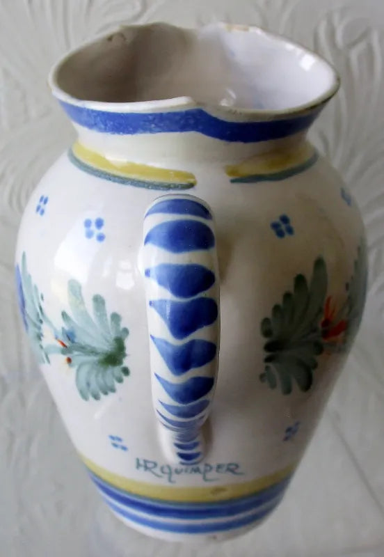 Antique HR Quimper French Faience Jug