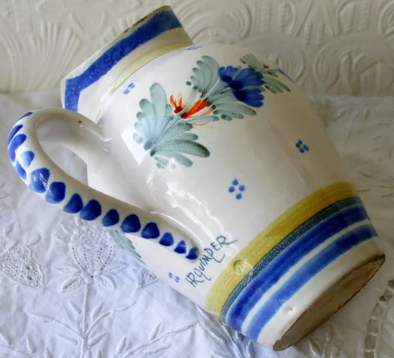 Antique HR Quimper French Faience Jug