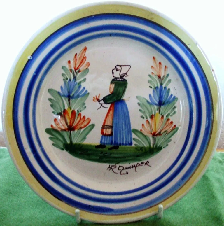 Vintage HR Quimper French Faience Plate