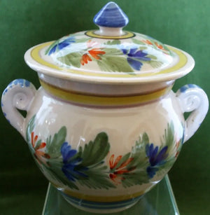 Vintage HR Quimper French Faience Sucrier & Cover