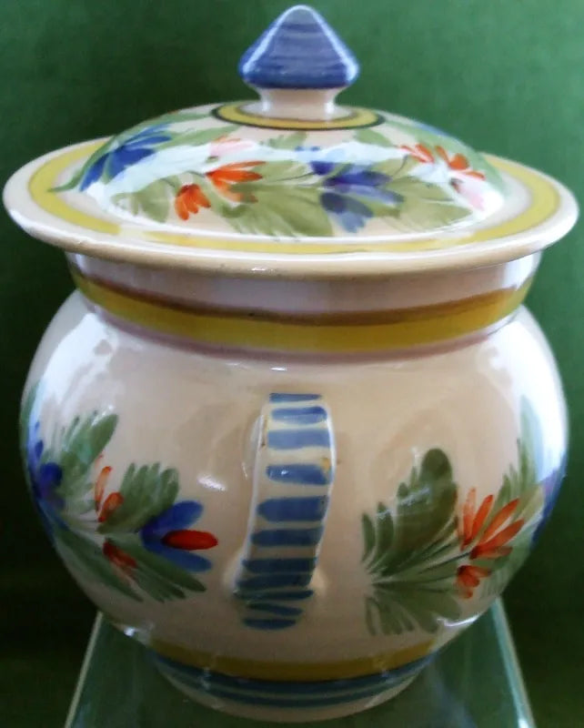 Vintage HR Quimper French Faience Sucrier & Cover