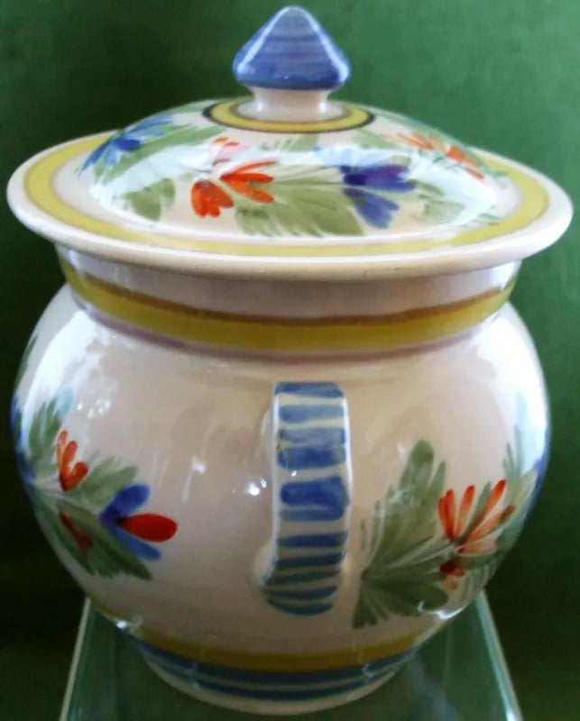 Vintage HR Quimper French Faience Sucrier & Cover