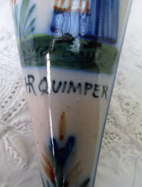 Antique HR Quimper French Faience Cornet / Wall Pocket