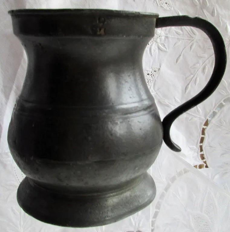Antique English Georgian Pewter Half Pint Baluster Measure