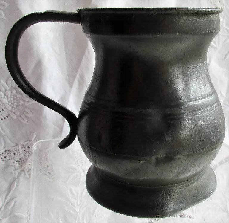 Antique English Georgian Pewter Half Pint Baluster Measure