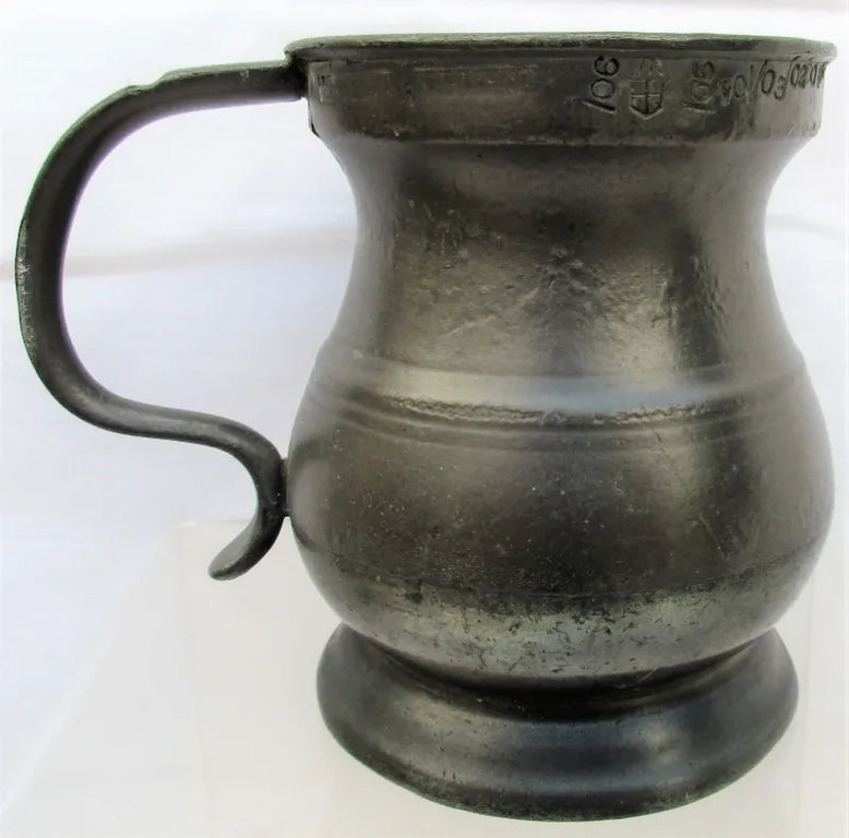 Antique English Georgian Pewter Half Pint Baluster Measure