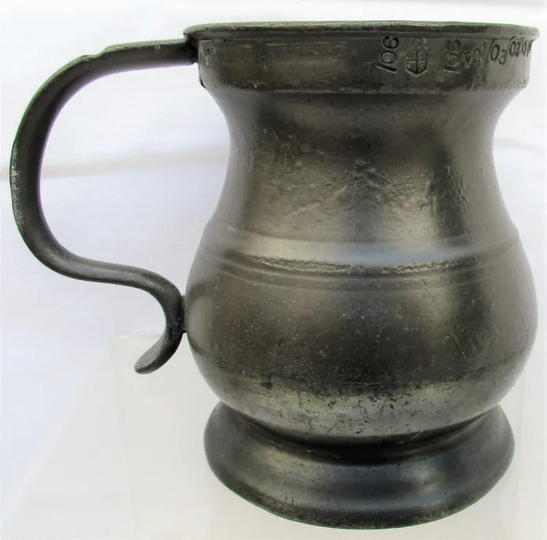 Antique English Georgian Pewter Half Pint Baluster Measure