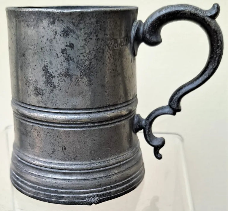 Antique English Edwardian Pewter Half Pint Mug
