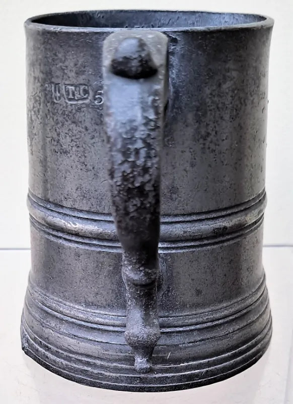 Antique English Edwardian Pewter Half Pint Mug