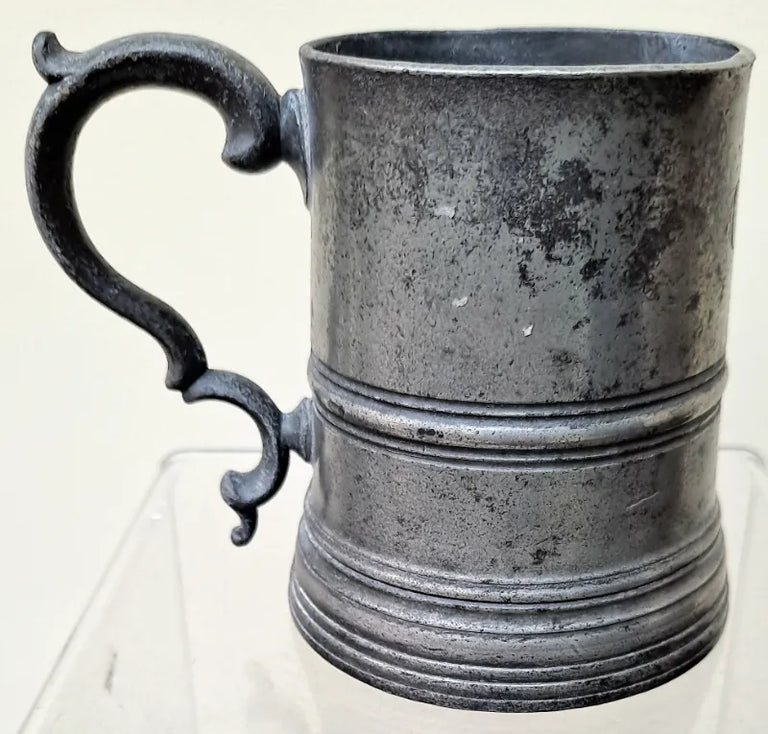 Antique English Edwardian Pewter Half Pint Mug