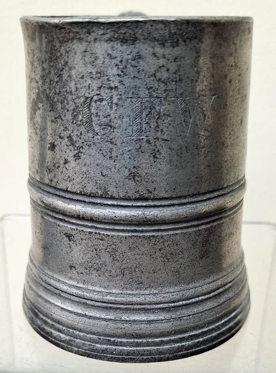 Antique English Edwardian Pewter Half Pint Mug