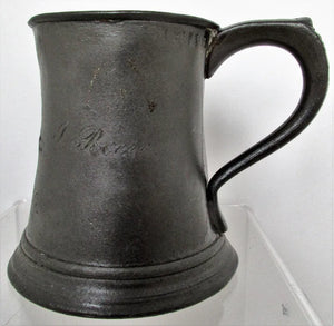 Antique English Georgian Pewter Half Pint Concave Mug