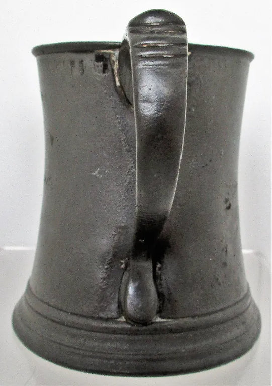 Antique English Georgian Pewter Half Pint Concave Mug
