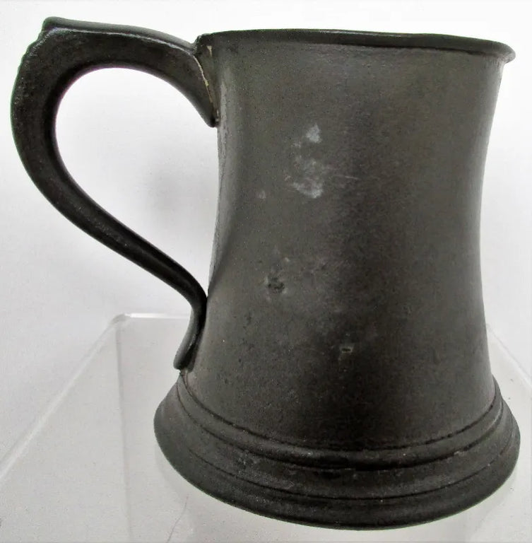 Antique English Georgian Pewter Half Pint Concave Mug