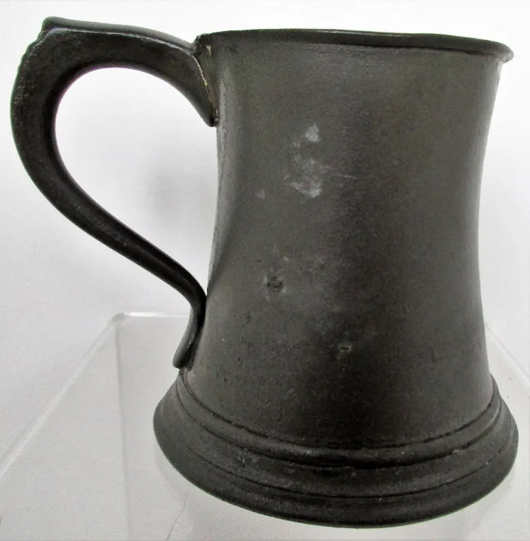 Antique English Georgian Pewter Half Pint Concave Mug