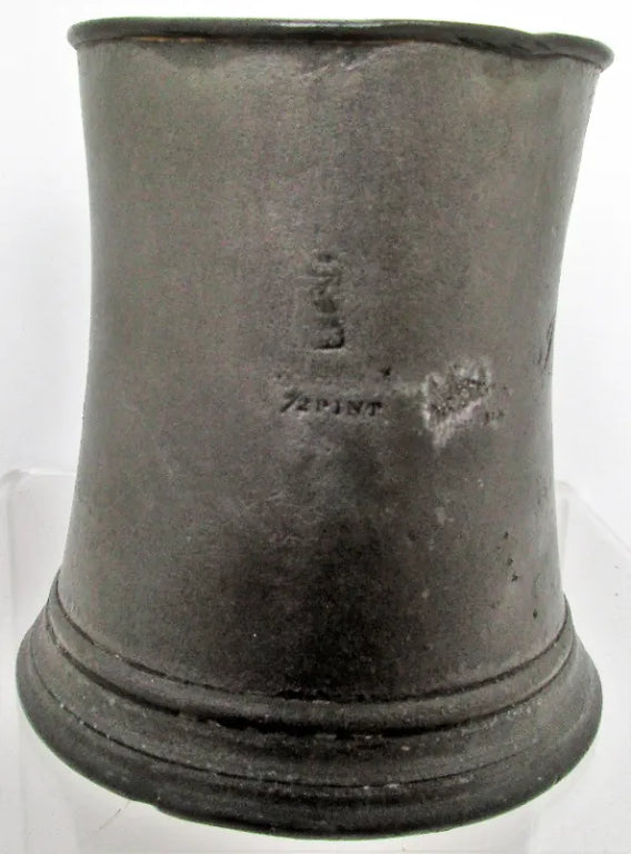 Antique English Georgian Pewter Half Pint Concave Mug
