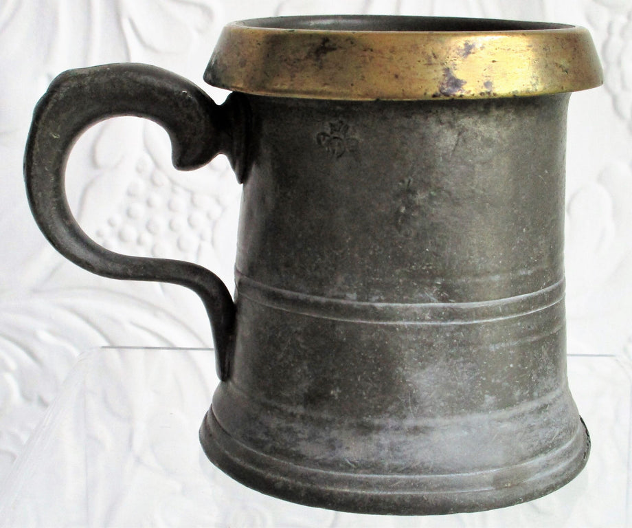 Antique English Victorian Pewter Half Pint Grain Measure