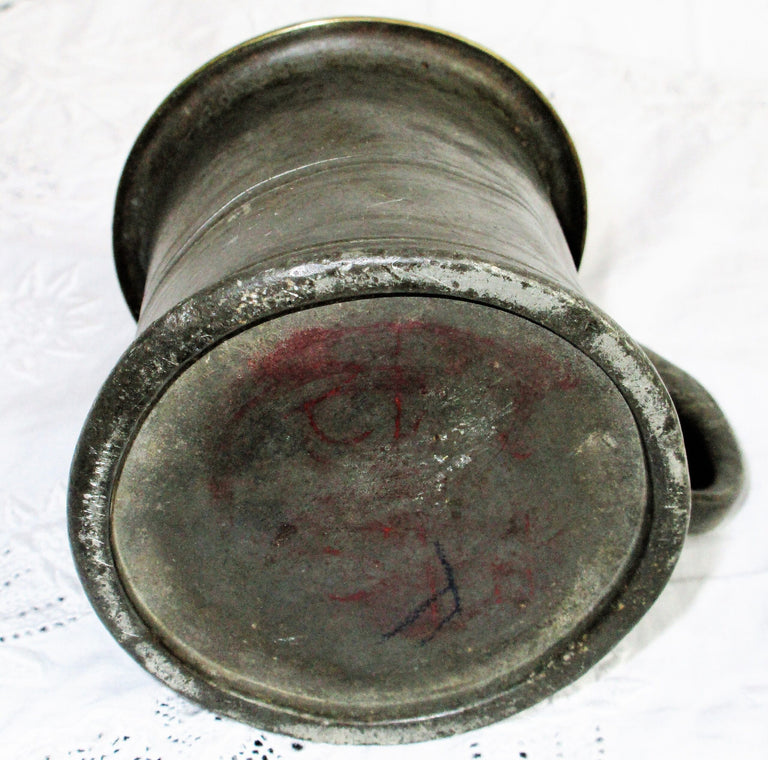 Antique English Victorian Pewter Half Pint Grain Measure