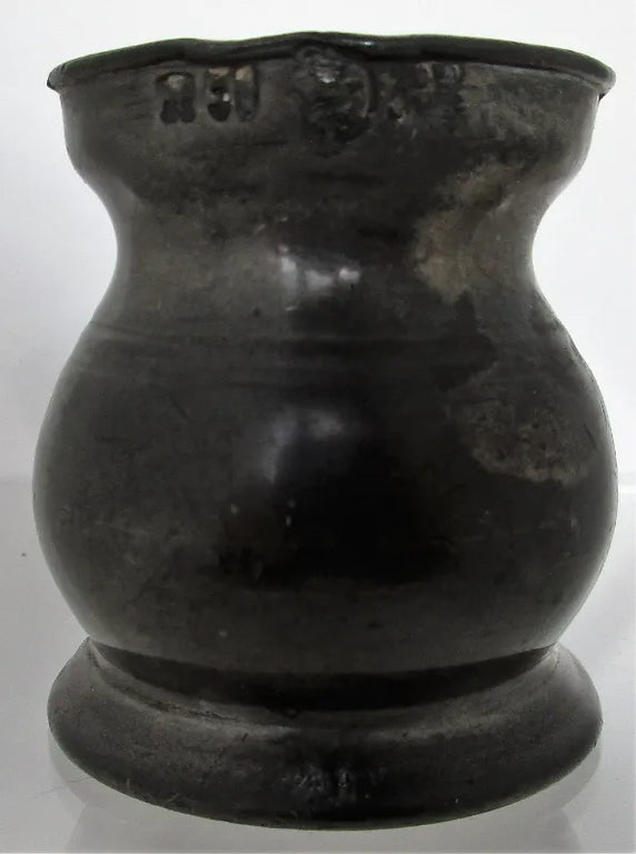 Antique English Georgian Pewter Half Gill Baluster Measure