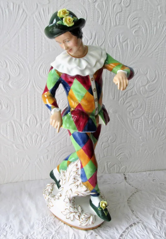 Pair of Royal Doulton Porcelain Figurines ~ Harlequin ~ HN 2737 & Columbine ~ HN 2738