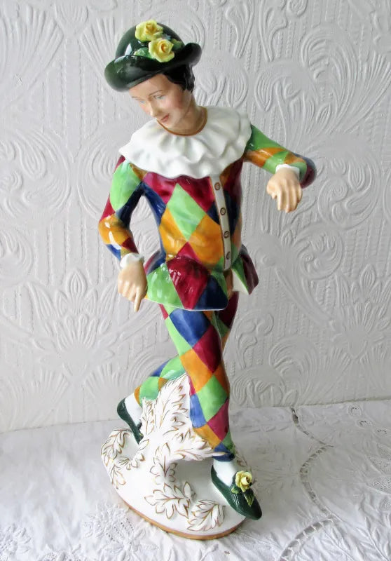 Pair of Royal Doulton Porcelain Figurines ~ Harlequin ~ HN 2737 & Columbine ~ HN 2738