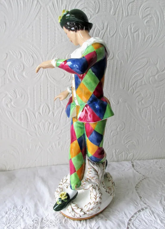 Pair of Royal Doulton Porcelain Figurines ~ Harlequin ~ HN 2737 & Columbine ~ HN 2738