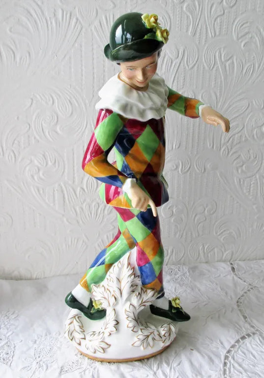 Pair of Royal Doulton Porcelain Figurines ~ Harlequin ~ HN 2737 & Columbine ~ HN 2738